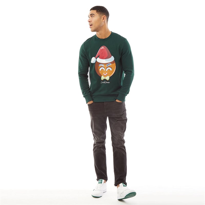 JACK AND JONES Mens Jorxmasgang Crew Neck Sweat Ponderosa Pine