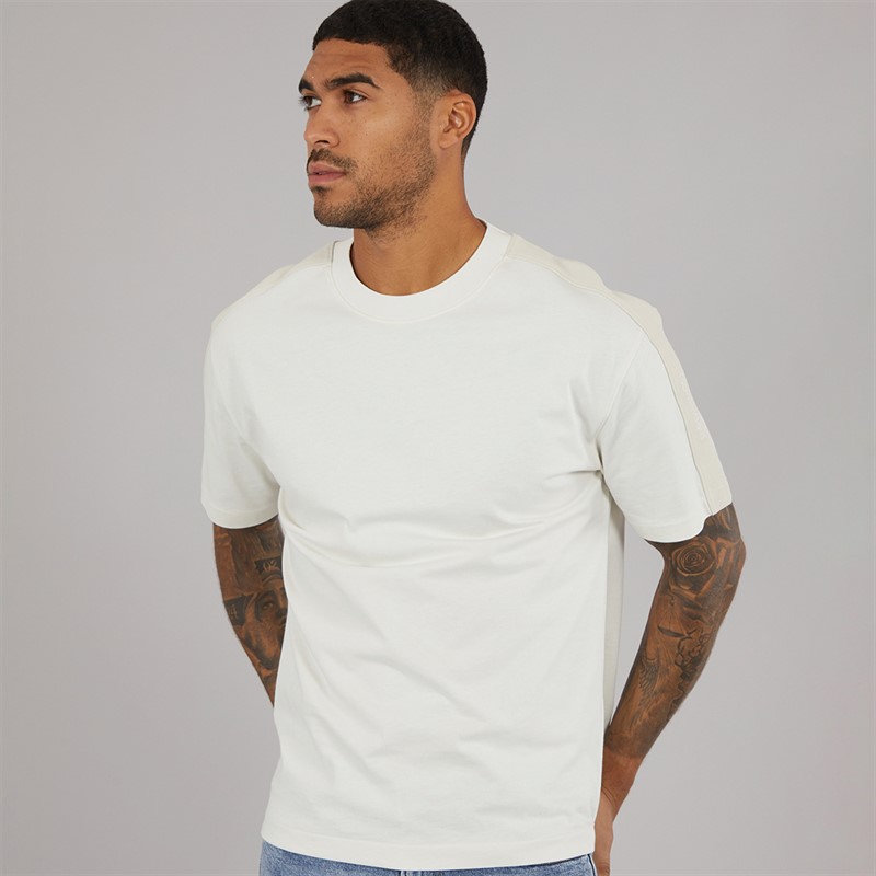 Calvin Klein Jeans Mens Logo Tape T-Shirt Tofu