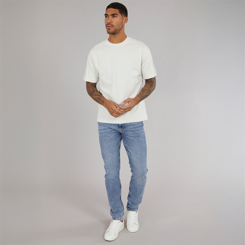 Calvin Klein Jeans Mens Logo Tape T-Shirt Tofu
