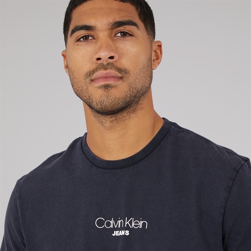 Calvin Klein Jeans Mens Acid Wash T-Shirt Sky Captain