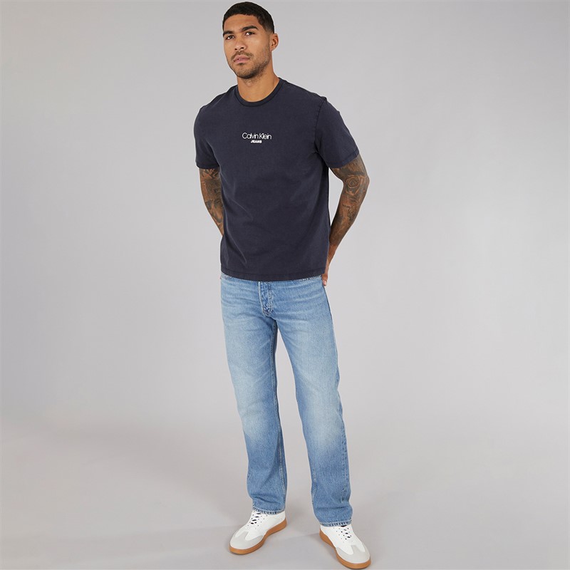 Calvin Klein Jeans Mens Acid Wash T-Shirt Sky Captain