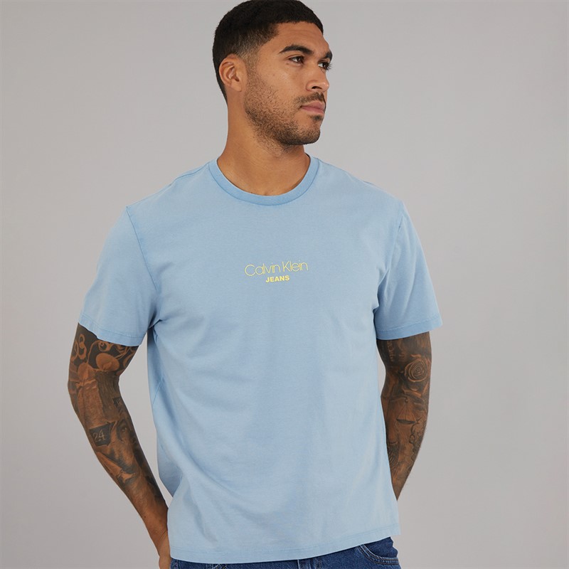 Calvin Klein Jeans Mens Acid Wash T-Shirt Faded Denim