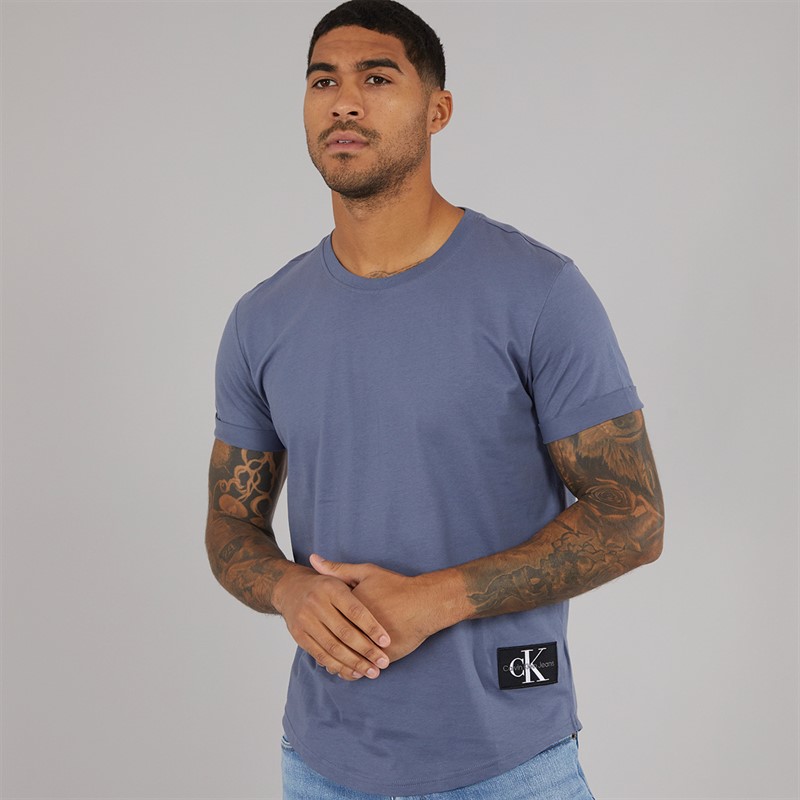 Calvin Klein Jeans Mens Badge Turn Up Sleeve T-Shirt Grisaille