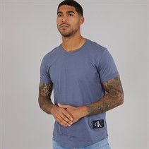 Calvin Klein Jeans Mens Badge Turn Up Sleeve T-Shirt Grisaille