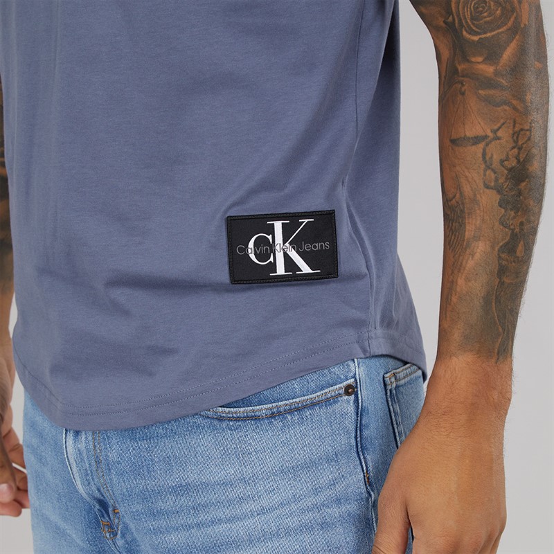 Calvin Klein Jeans Mens Badge Turn Up Sleeve T-Shirt Grisaille