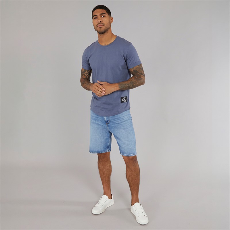 Calvin Klein Jeans Mens Badge Turn Up Sleeve T-Shirt Grisaille