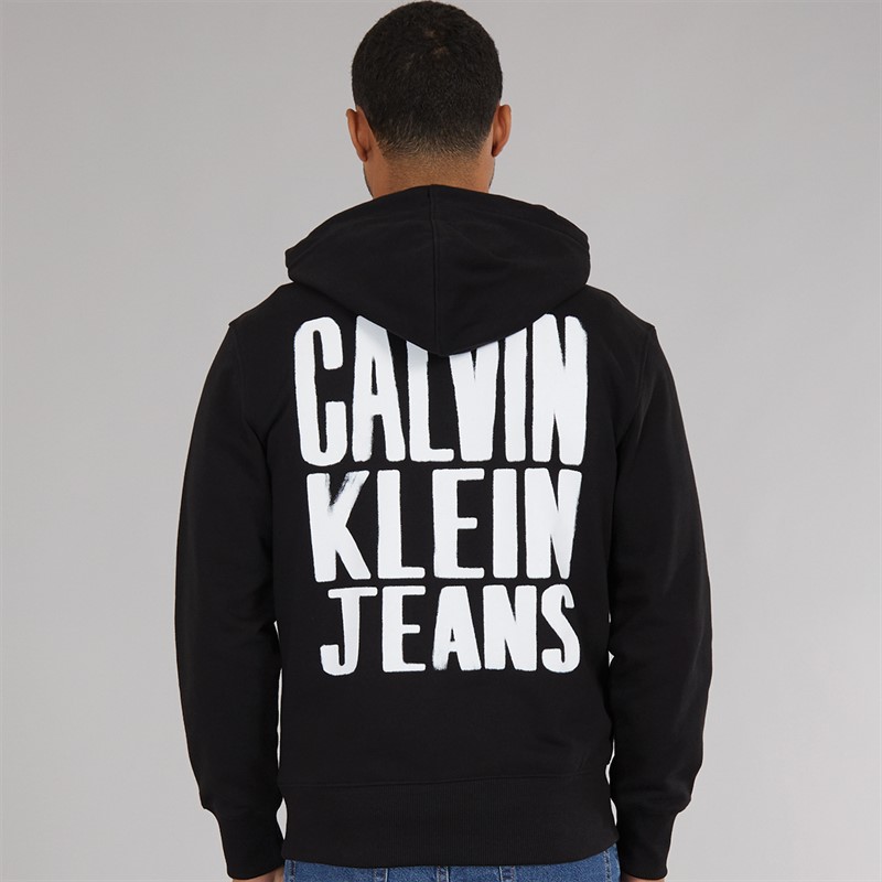 Calvin Klein Jeans Mens Painted Hoodie CK Black