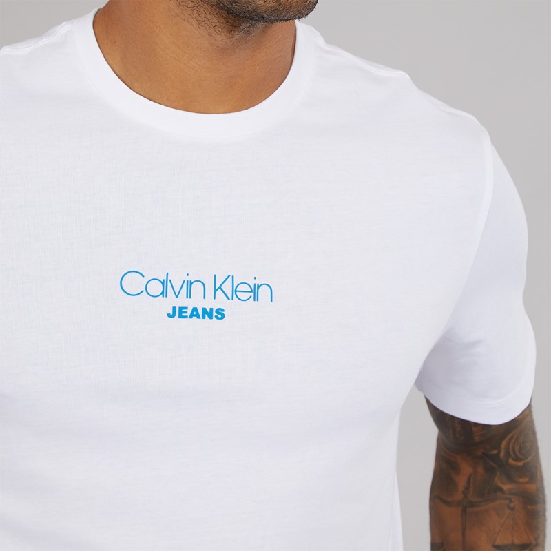 Calvin Klein Jeans Mens Acid Wash T-Shirt Brilliant White