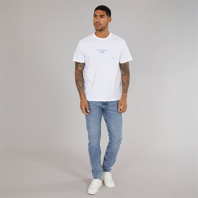 Calvin Klein Jeans Mens Acid Wash T-Shirt Brilliant White
