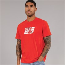 Calvin Klein Jeans Mens Logo Classic T-Shirt Red Alert