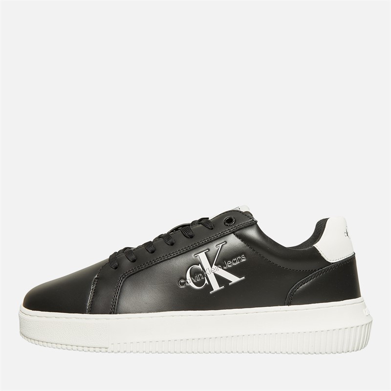 Calvin Klein Jeans Mens Chunky Cupsole Mono Trainers Black/Bright White - Size 40
