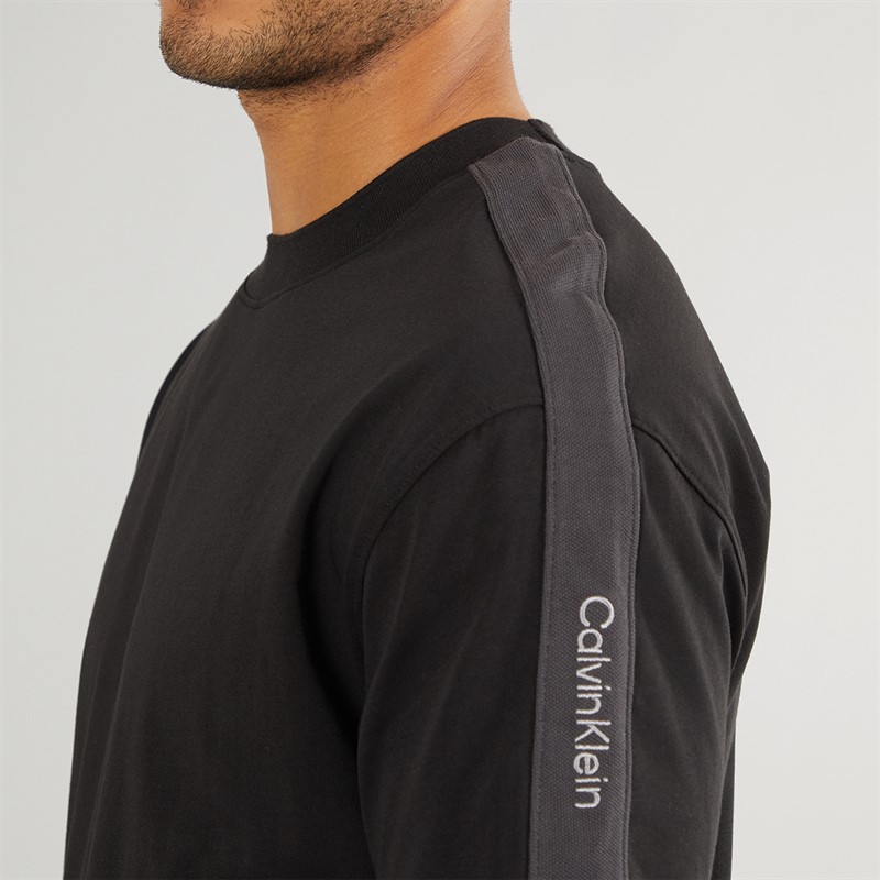 Calvin Klein Jeans Mens Logo Tape T-Shirt CK Black
