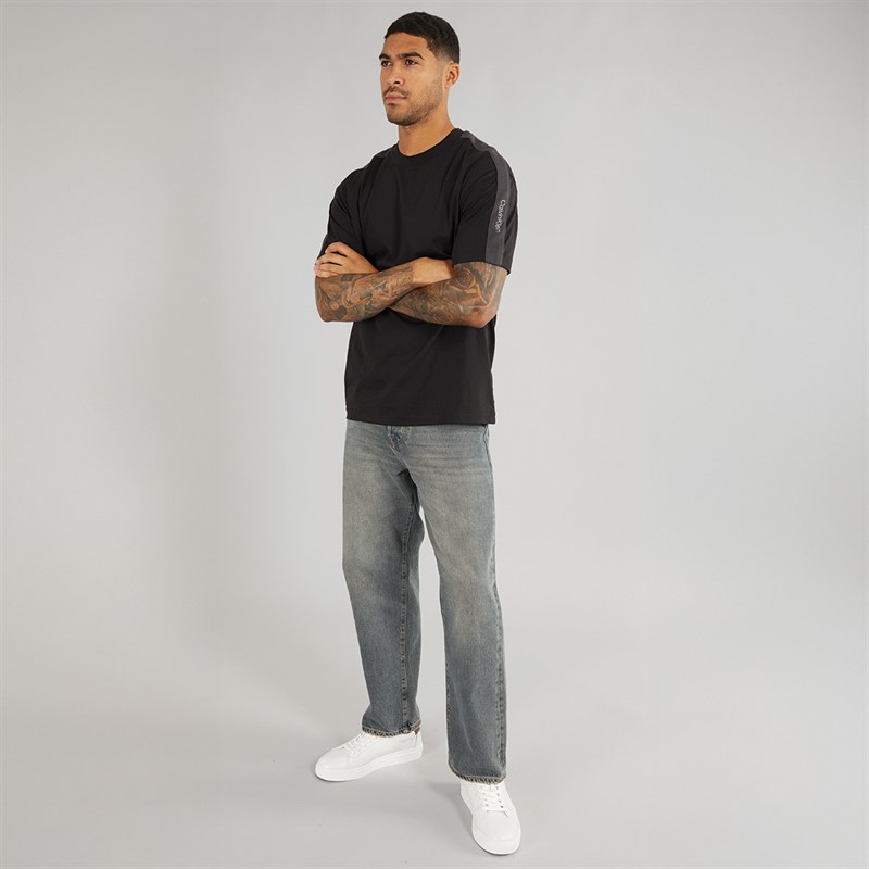 Calvin Klein Jeans Mens Logo Tape T-Shirt CK Black
