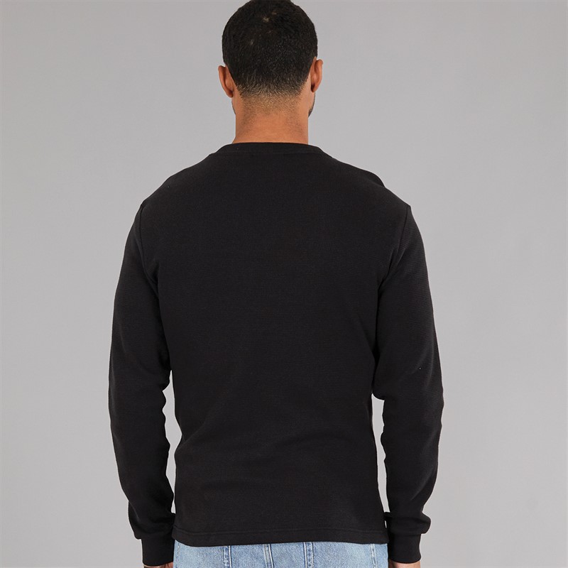 Calvin Klein Jeans Mens Woven Label Waffle T-Shirt CK Black