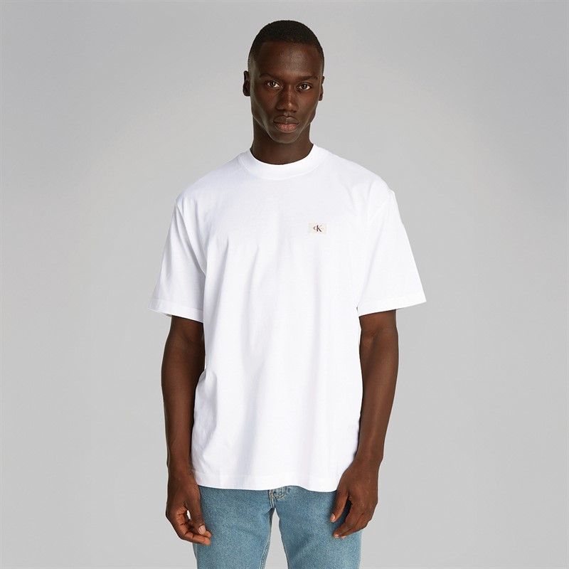 Calvin Klein Jeans Heren Geweven Label Relaxed T-Shirt Helder Wit
