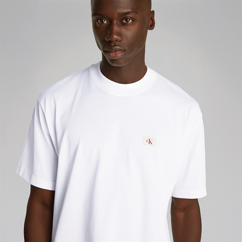 Calvin Klein Jeans Heren Geweven Label Relaxed T-Shirt Helder Wit