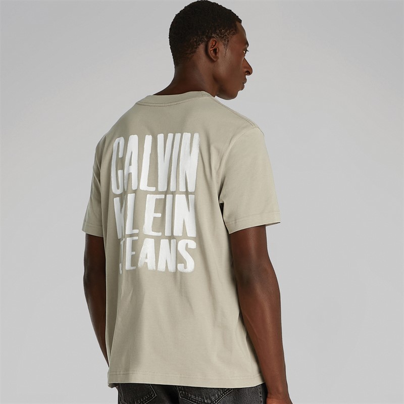 Calvin Klein Jeans Heren Geschilderd T-shirt Laurel Oak