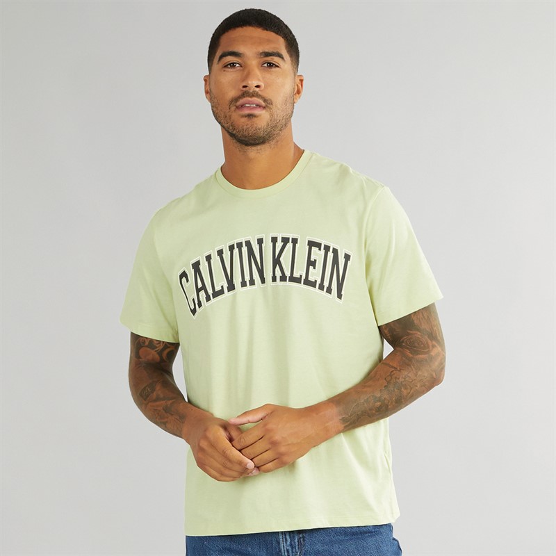 Calvin Klein Jeans Herren Curve Varsity Log T Shirt Aloe Waschung
