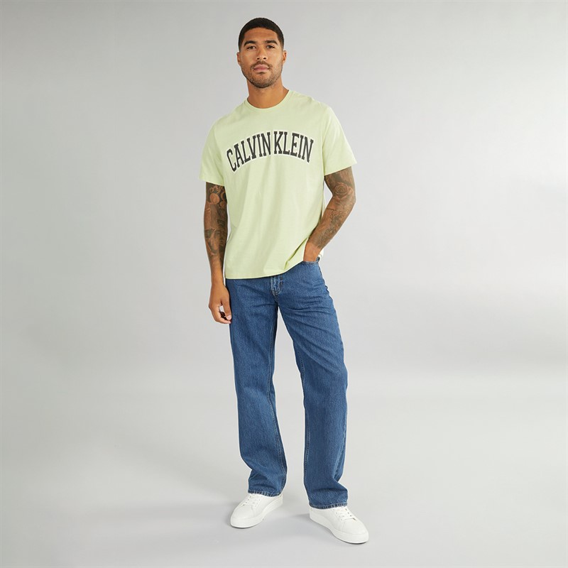 Calvin Klein Jeans Herren Curve Varsity Log T Shirt Aloe Waschung