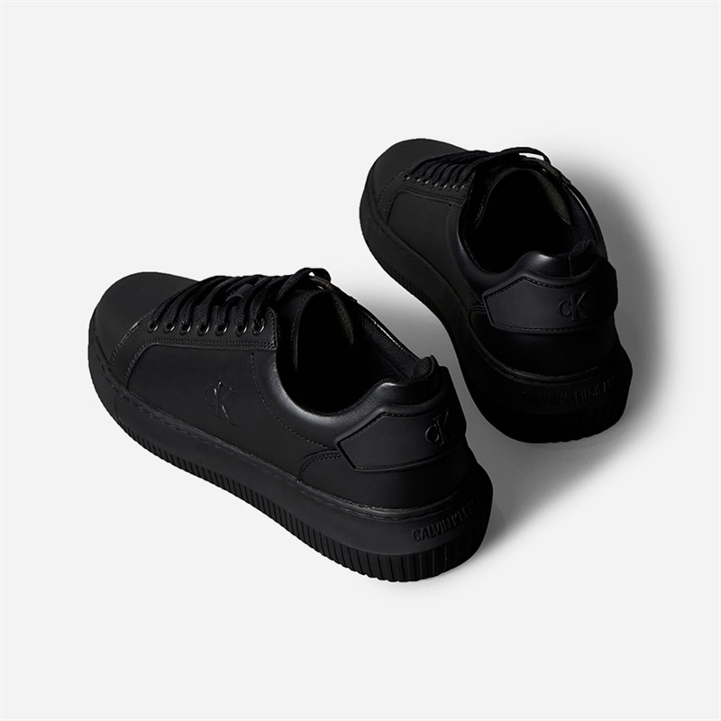 Calvin Klein Jeans Mens Chunky Cupsole Trainers Triple Black