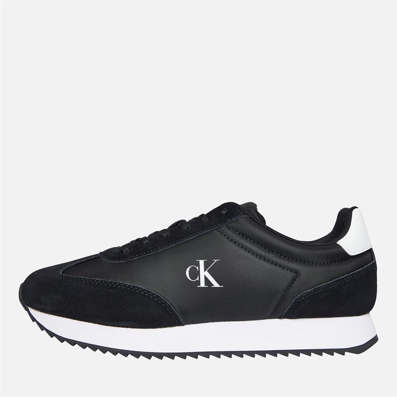 Calvin Klein Jeans Womens Lace Up Runner Trainers Black/Bright White