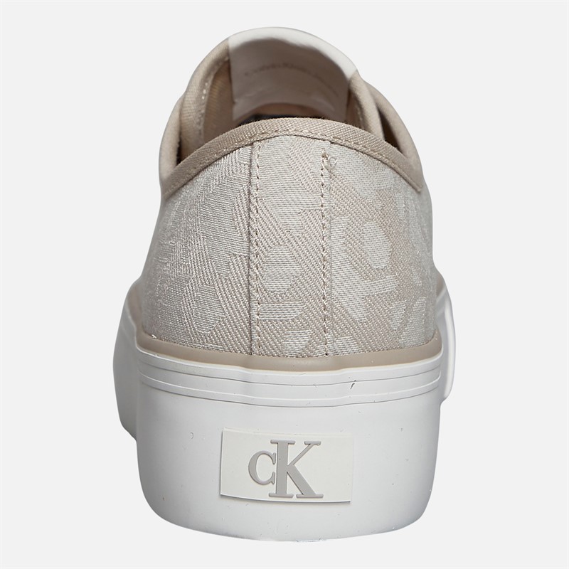 Calvin Klein Jeans Womens Flatform Vulc Trainers Natural Jacquard