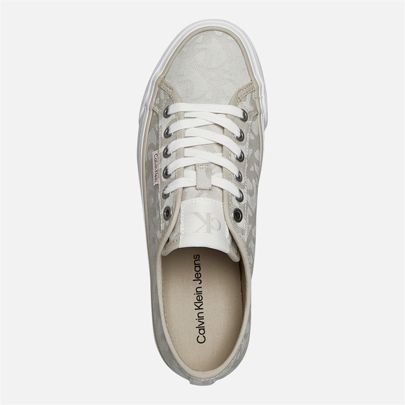 Calvin Klein Jeans Womens Flatform Vulc Trainers Natural Jacquard
