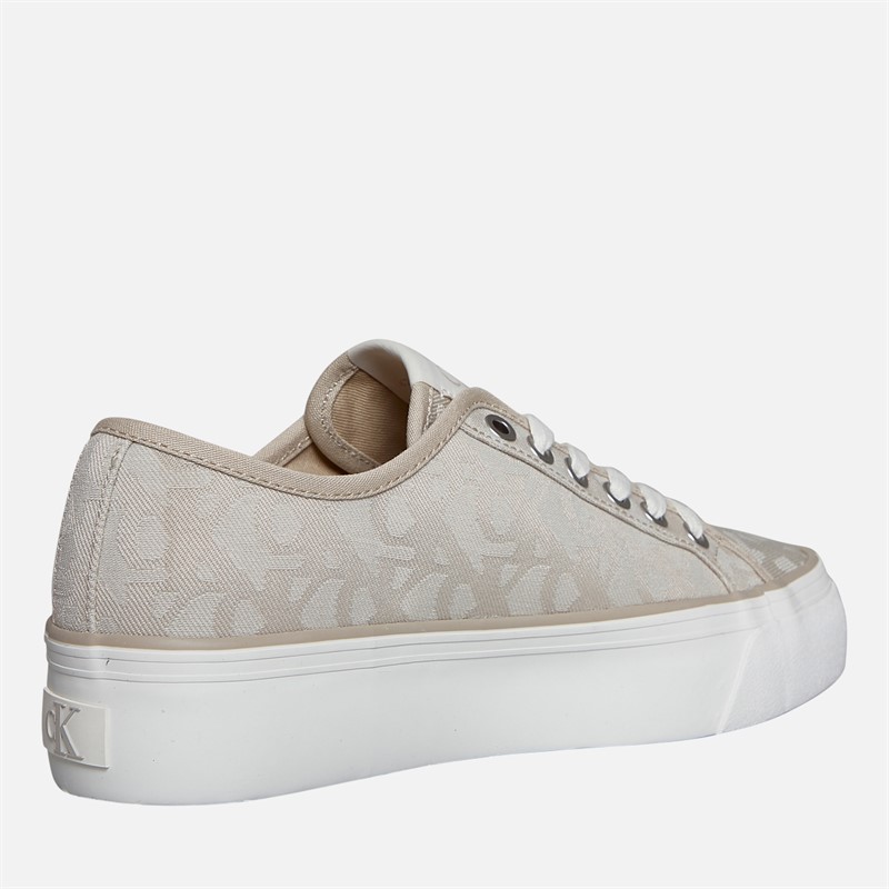 Calvin Klein Jeans Womens Flatform Vulc Trainers Natural Jacquard