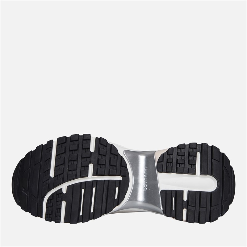 Calvin Klein Jeans Womens Hike Runner Trainers Bright White/Silver Creamy