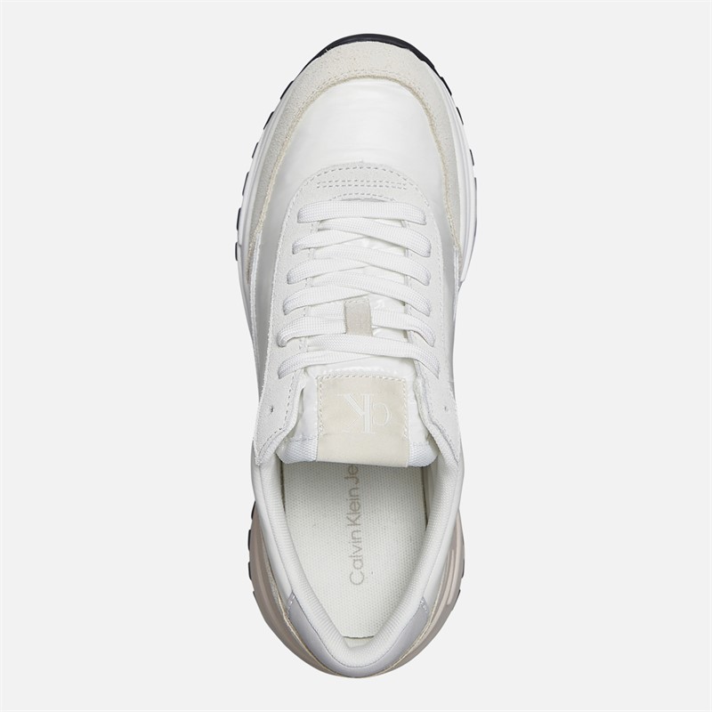 Calvin Klein Jeans Womens Hike Runner Trainers Bright White/Silver Creamy
