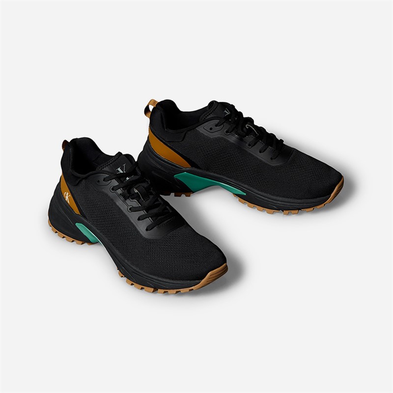 Calvin Klein Jeans Mens Hike Runner Trainers Ck Black/Grain Brown/Wild Green