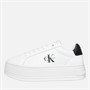 Calvin Klein Jeans Womens Leather Platform Trainers Bright White/Black