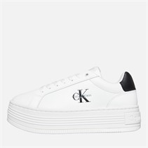 Calvin Klein Jeans Womens Leather Platform Trainers Bright White/Black