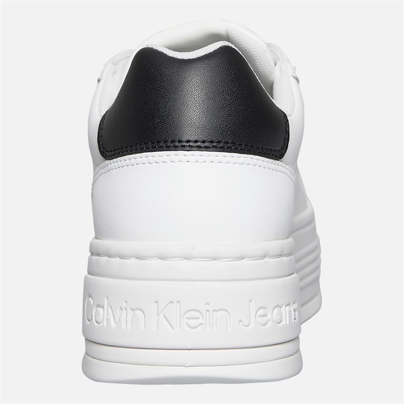 Calvin Klein Jeans Womens Leather Platform Trainers Bright White/Black