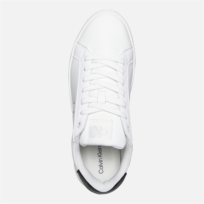 Calvin Klein Jeans Womens Leather Platform Trainers Bright White/Black