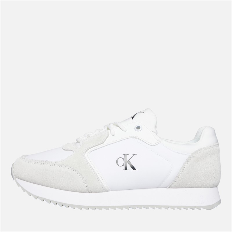 Calvin Klein Jeans Womens Lace Up Runner Trainers Bright White/Black