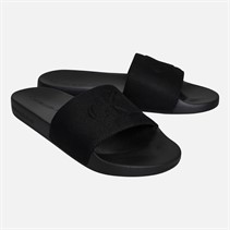 Calvin Klein Jeans Mens Canvas Logo Sliders Triple Black