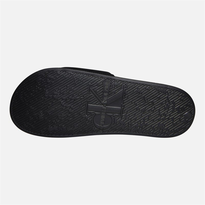 Calvin Klein Jeans Mens Canvas Logo Sliders Triple Black