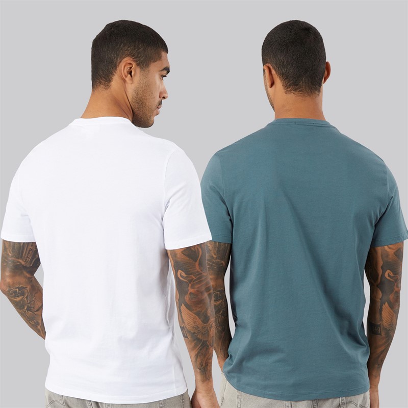 Calvin Klein Jeans Mens Classic Logo Two Pack T-Shirts Bright White/Dark Slate