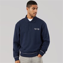 Calvin Klein Jeans Mens Terry Piped Polo Sweatshirt Dark Sapphire
