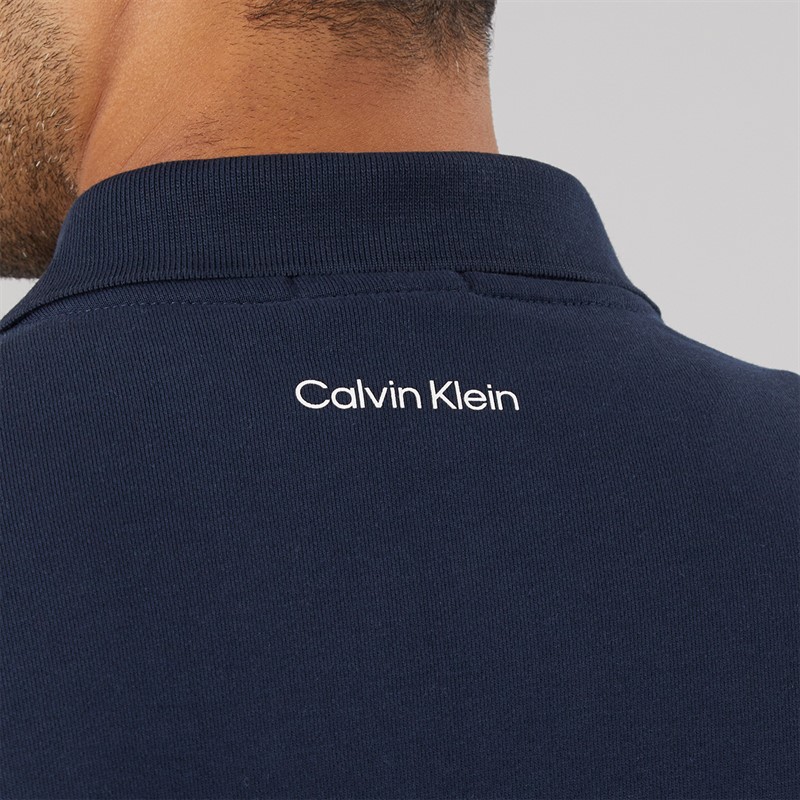Calvin Klein Jeans Mens Terry Piped Polo Sweatshirt Dark Sapphire