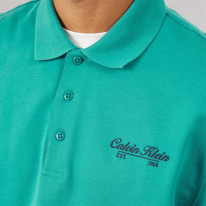 Calvin Klein Jeans Mens Terry Piped Polo Sweatshirt North Sea