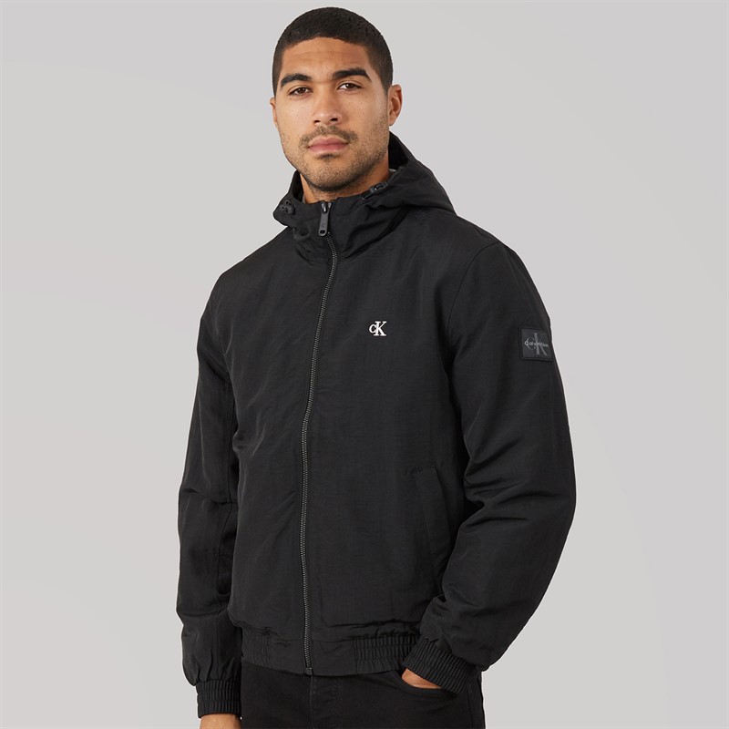 Calvin Klein Jeans Mens Padded Hooded Harrington Jacket Black