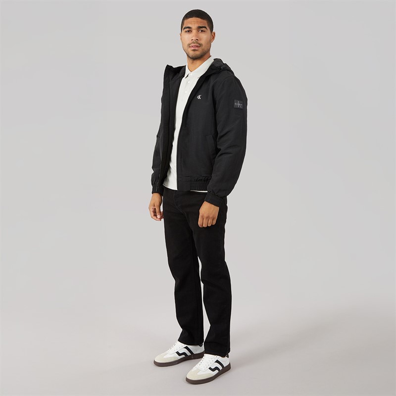 Calvin Klein Jeans Mens Padded Hooded Harrington Jacket Black