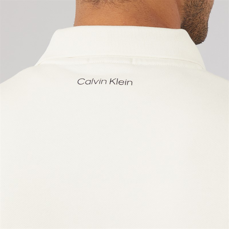Calvin Klein Jeans Mens Terry Piped Polo Sweatshirt Tofu