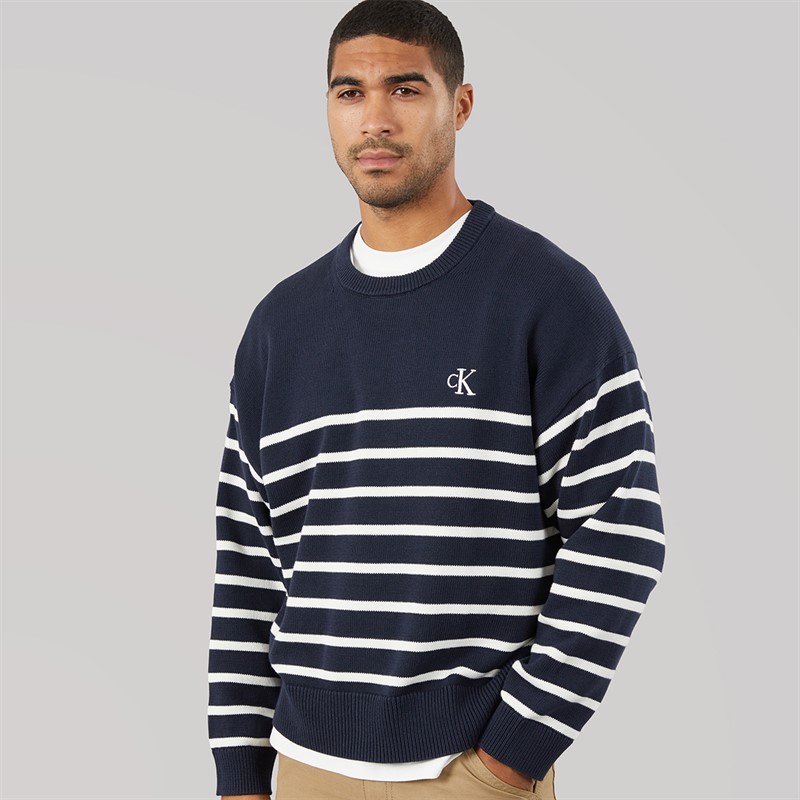 Calvin Klein Jeans Mens Crew Neck Jumper Dark Sapphire