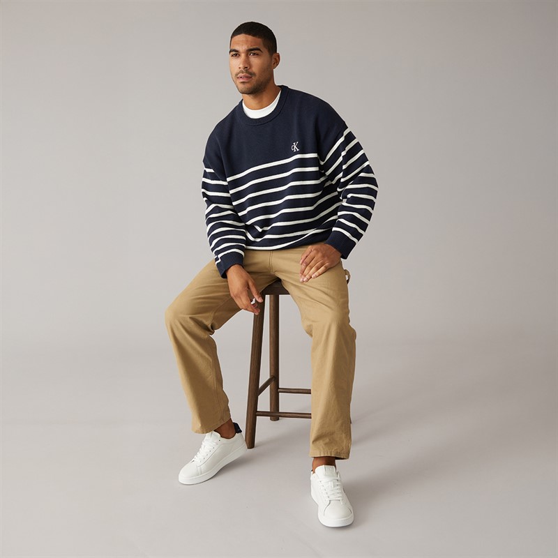 Calvin Klein Jeans Mens Crew Neck Jumper Dark Sapphire
