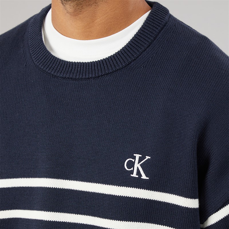 Calvin Klein Jeans Mens Crew Neck Jumper Dark Sapphire