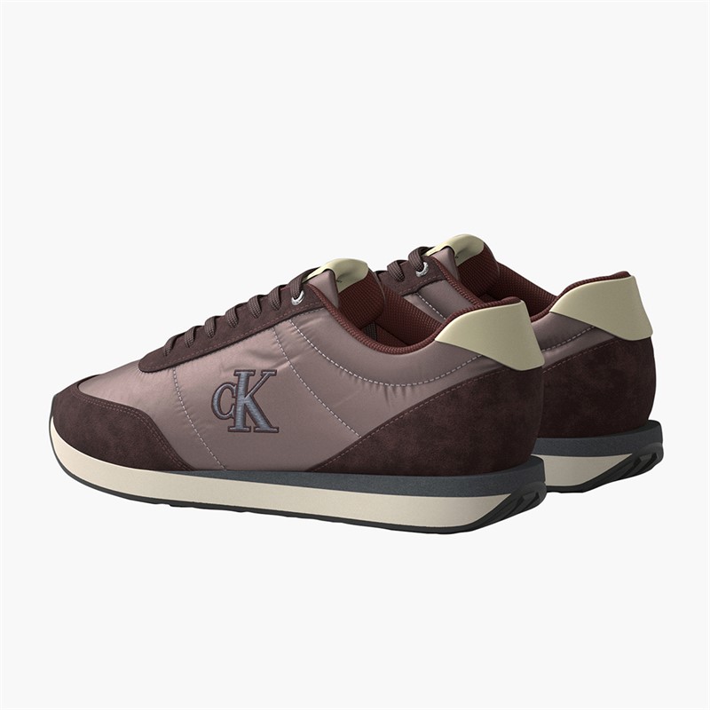 Calvin Klein Jeans Mens Retro Runner Essential Trainers Bordeaux/Peppercorn/Vanilla