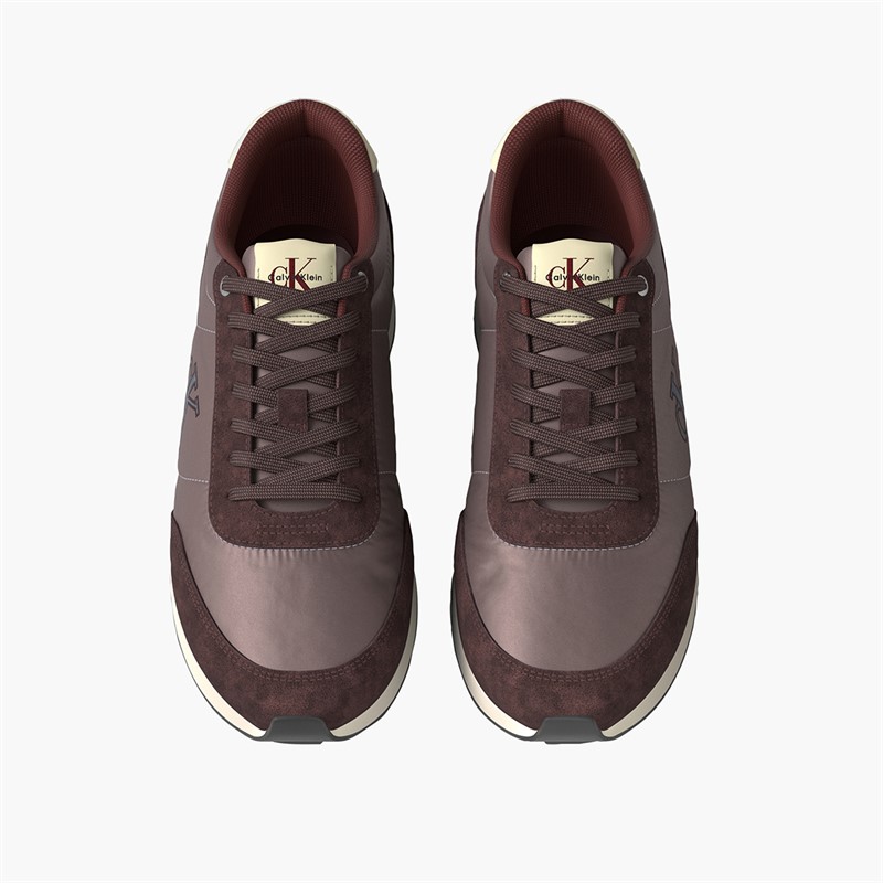 Calvin Klein Jeans Mens Retro Runner Essential Trainers Bordeaux/Peppercorn/Vanilla